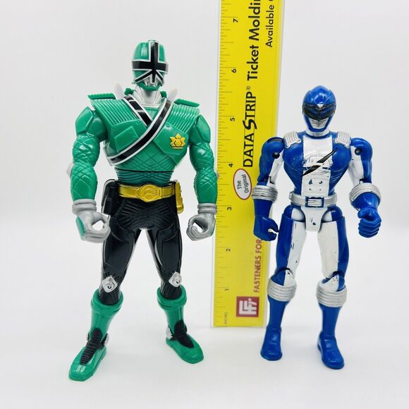 Bandai Power Rangers Action Figures 2011 Samurai Green & 2006 Overdrive Blue - Picture 2 of 14